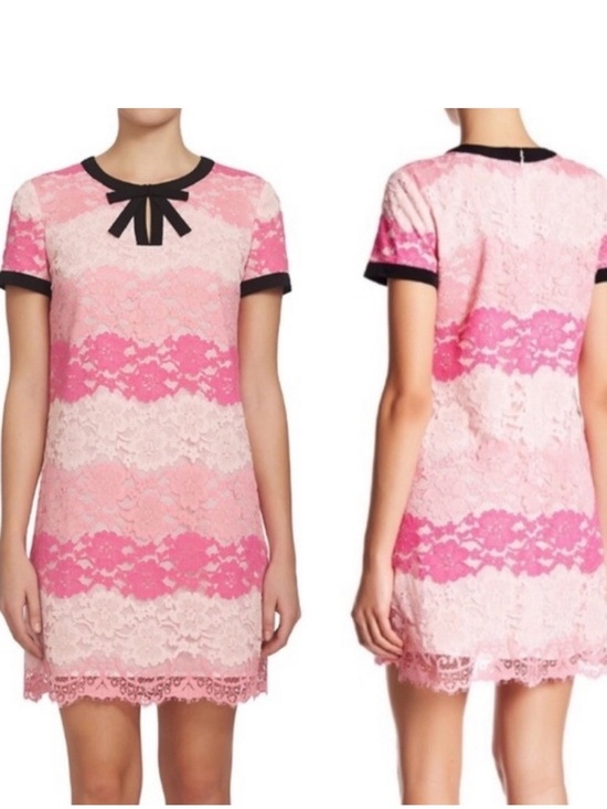 Dresses & Skirts - Cece Lace Bow Shift Dress Lined Peony Rush Pink Ombre Black Size‎ 8 Preppy